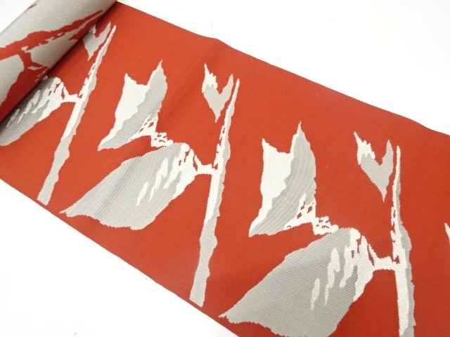 アンティーク　草花模様織り出し　八寸帯地反物